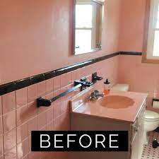 I believe that pink was the most popular color for bathroom tile in the 1950s.i estimate that pink bathrooms went into some five million american homes, maybe even 10 million. Pink Tile Bathroom Refresh T Moore Home Interior Design Studio