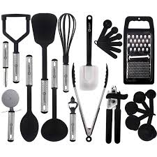 And here it is (speaking of measuring things). Cooking Utensils Set Kitchen Accessories Nylon Cookware Set Kitchen Gadget Tools Of Black 23 Pieces Lux Decor Collection Walmart Com Walmart Com