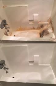 Depending on what your tub is made of, with a little vinegar, baking soda, bleach, or toilet bowl cleaner, you can scrub using a damp cloth or a sponge, lightly scrub the surface of the tub. Rog3 Rocks Said Ted Shower Cleaner Bathtub Cleaner Plastic Bathtub