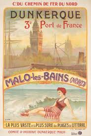 A Cysel Chemin De Fer Du Nord Dunkerque 3e Port De France Malo Les Bains Affiche De Voyage Vintage Dunkerque Affiches De Voyage Retro