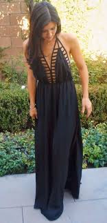 Black Deep Back Cage Maxi Dress Fashion Style Black Maxi Dress