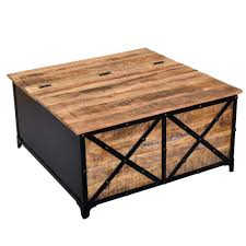 Crafted with a replicated antique look, this steamer trunk coffee table is ideal as a decorative, yet functional accent. The Urban Port 36 Inch Rustic Mango Wood Trunk Storage Coffee Table With Hinged Top Brown And Black Upt 232505 Benzara Com