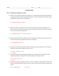 Practice problems from the energy, frequency, wavelength calculations worksheet. Calculating Heat Answer Key