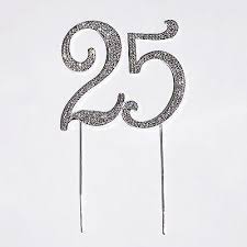 4.6 out of 5 stars. 25th Birthday Silver Crystal Rhinestone Cake Topper 25 Year Wedding Anniversary Monogram Walmart Com Walmart Com