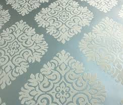 French Garden Damask Velvet Flocked Wallpaper In Pewter And White From Flock Wallpaper Velvet Wallpaper Metallic Wallpaper