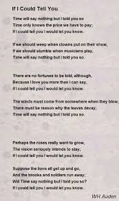 If I Could Tell You Wh Auden Told You So You Poem Poems