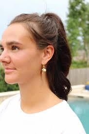 Turquoise + Fish Charm Hoops