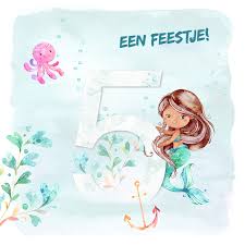 Uitnodiging Zeemeermin 5e Verjaardag Kaartje2go