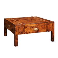English Mid Century Campaign Burled Wood Coffee Table With Single Drawer Burled Wood Coffee Table Coffee Table Wood Burled Wood