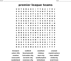 Check spelling or type a new query. Premier League Teams Crossword Wordmint