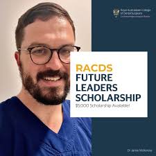 🎓Meet Dr Jamie McKenzie, a past RACDS Future Leaders Scholarship  recipient! With the $5,000 scholarship, Jamie enrolled in the RACDS  Fellowship Examination with the goal of pursuing both an academic and  surgical