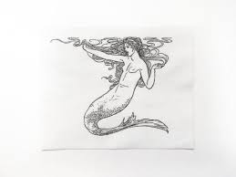 Black And White Mermaid Mermaid Hair Sew On Patch Vintage Mermaid Illustration Black And White Mermaid Patch In 2020 Mermaid Illustration Vintage Mermaid Hair Illustration