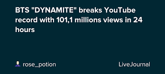On the release of the song bts' rm told apple music that they did not. Bts Dynamite Breaks Youtube Record With 101 1 Millions Views In 24 Hours Omonatheydidnt Livejournal
