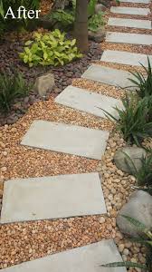 A variety of path styles are shown with brick, paver and flagstone steps to create the ultimate garden sanctuary. Convert Your Building Site Into A Low Maintenance Pebble Garden Thai Garden Design