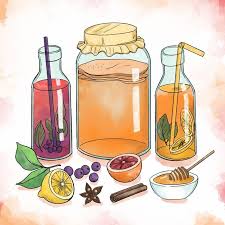 Download Watercolor Kombucha Tea Illustration With Fruits For Free Tea Illustration Kombucha Kombucha Tea