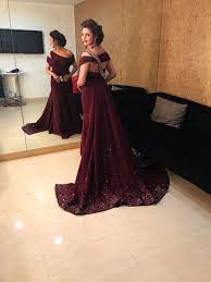 Beautiful Back Red Carpet Evening Gown In Wine Colour Party Wear Indian Dresses Dresses Designer Dresses