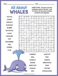Facts About Whales Activity Word Search Fun Whale Facts Word Find Snail And The Whale