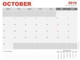 October 2016 Powerpoint Calendar Presentationgo Com Calendar Template Powerpoint Powerpoint Slide Designs