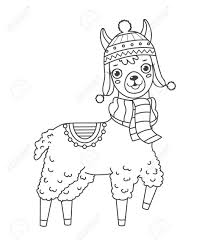 Llamacorn coloring pages at getcolorings.com | free. Cute Outline Doodle Llama In Hat And Scarf With Hand Drawn Elements Royalty Free Cliparts Vectors And Stock Illustration Image 131650748