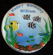Fish cake topper happy birthday sign cake decorations for man kids boy fisherman gone fishing themed birthday party supplies black glitter decor. William S Aquarium Birthday Cake Fish Cake Birthday Aquarium Cake Fish Cake