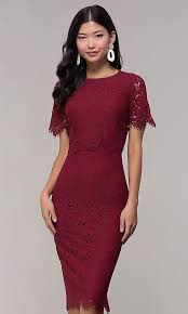 Midi Burgundy Red Short Sleeve Lace Holiday Dress Long Sleeve Cocktail Dress Beautiful Cocktail Dresses Lace Burgundy Dress