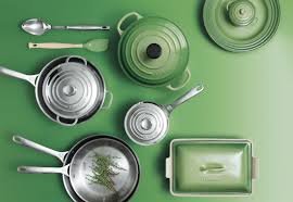 Le Creuset S New Stainless Steel And Palm Green Cookware Green Cookware Creuset Interiors Addict