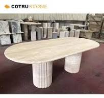 Table de cuisine en travertin OEM/ODM en Turquie, table ovale en travertin  romain