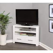 White Wood Corner Tv Unit Stand Cabinet Console Furniture With Drawers Storage Corner Tv Unit White Tv Unit Corner Tv Stands
