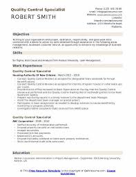 Quality assurance inspector metalworker resume examples & samples. Quality Control Specialist Resume Samples Qwikresume