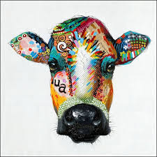 Ra0051 28 X28 Colorful Cow Portrait