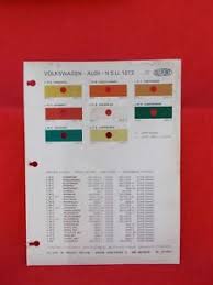 Details About 1972 Volkswagen Audi N S U Paint Chip Color Code Chart Vintage European Card