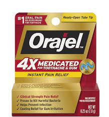 4x Medicated For Toothache Gum Gel Orajel