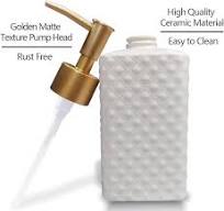 Amazon.com: Gold Soap Dispenser, Ceramic Lotion Pump Bottle with Refined and Vintage Emboss, Home Decoration for Bathroom or Kitchen (White) : Home & ...