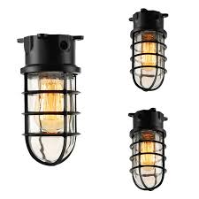 Shop outdoor lights, outdoor light fixtures, landscape, patio and wall lights from 1800lighting. Antique Ceiling Light Fixture Industrial Outdoor Metal Flush Mount Cage Lamp Ebay