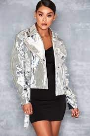 This Liquid Silver Creation Is All The Jacket You Need Crafted From A Mirror Finish Silver Vegan Leather We Ve Kept The Styling Jackets Vegan Leather Fashion