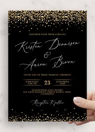 Blush pink strokes wedding invitations. Download Printable Black And Gold Wedding Invitation Pdf