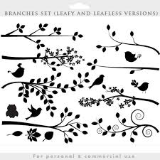 Bird On Tree Branch Stencil Branch Silhouette Clipart Tree Clip Art Silouette Whimsical Etsy Clip Art Bird Silhouette Rose Drawing