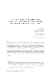 Pdf La Historia De La Traduccion Y De La Teoria De La Traduccion En El Contexto De Los Estudios De La Traduccion