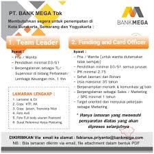 Lowongan kerja lampung di pt agriaku digital membutuhkan logistic driver. Info Loker Solo Loker Pt Bank Mega Loker Lebih Facebook