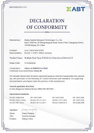 This guidance outlines the conformity assessment process for medical devices, and how you can apply a marking to your device. Declaration Of Conformity Xabt Supplies Pcr Kit For Detection Of 2019 Ncov To The Eu Market