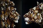 Lion and Lioness in the Night - Set (METALLIC)