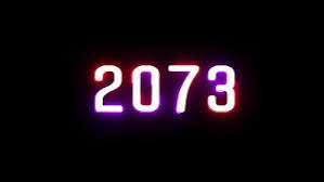 New year 2073 neon text animation. New year count number on black  background. Concept of new year beginning, happy celebration. Neon upcoming  new year animated.