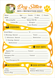 Free Dog Sitter Instruction Information Sheet Design Template Dog Sitting Business Pet Sitting Business Pet Sitting Forms