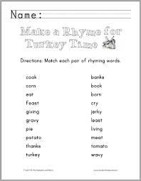 Thanksgiving Rhyming Words Worksheet Rhyming Words Rhyming Words Worksheets Words