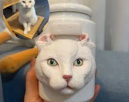 Custom Pet Urn With Clay Figurine: Personalized Sandstone Finish Memorial