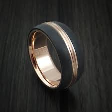 14k Rose Gold With Carbon Fiber Custom Made Band Mens Wedding Rings Wedding Rings Mens Wedding Bands