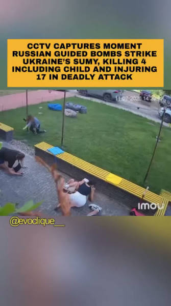 CCTV captures woman shielding child during Russian strikes in Ukraine's  Sumy. Video also showed customers sitting in a coffee shop and running away  after the explosion. #russia #ukraine #strikes #cctv #wionnews