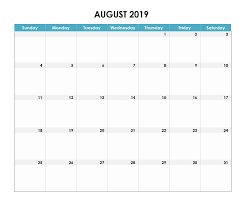 August 2019 Excel Calendar 2019 2019calendar 2019excelcalendar August Excel Calendar Calendar Calendar Printables