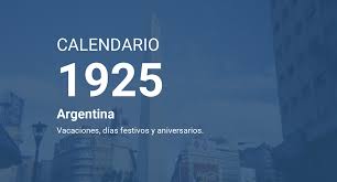 Year 1925 Calendar – Argentina