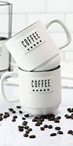 Sheffield home mugs with lids. Amazon Com Sheffield Home Set Of Stoneware Coffee Mugs 4 Printed Coffee Cups Tea Cups Latte Mugs 15 Oz Black Kitchen Dining